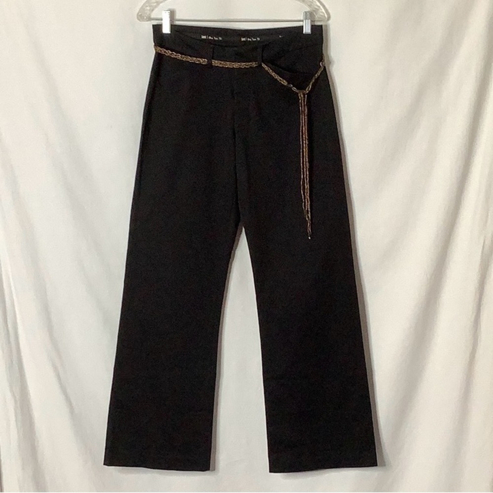 Lee Black Wide Leg Pants With Braided Bead Belt Size 7/8